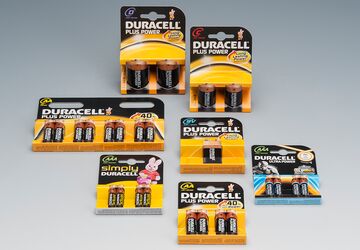 Verpackungen für Batterien von Duracell.